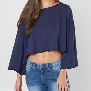 NWT Free People dark blue ruffle top